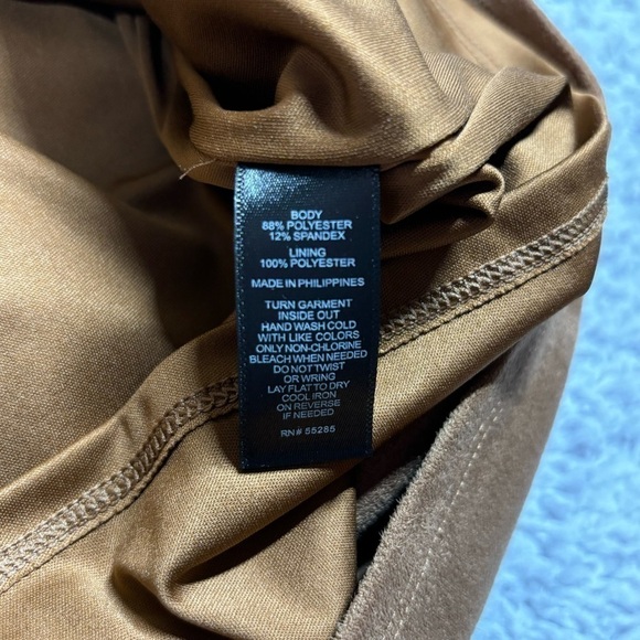 Express Dress Womens 2 Lace Up Neck Faux Suede Camel Mini Western Country Party - Picture 6 of 8